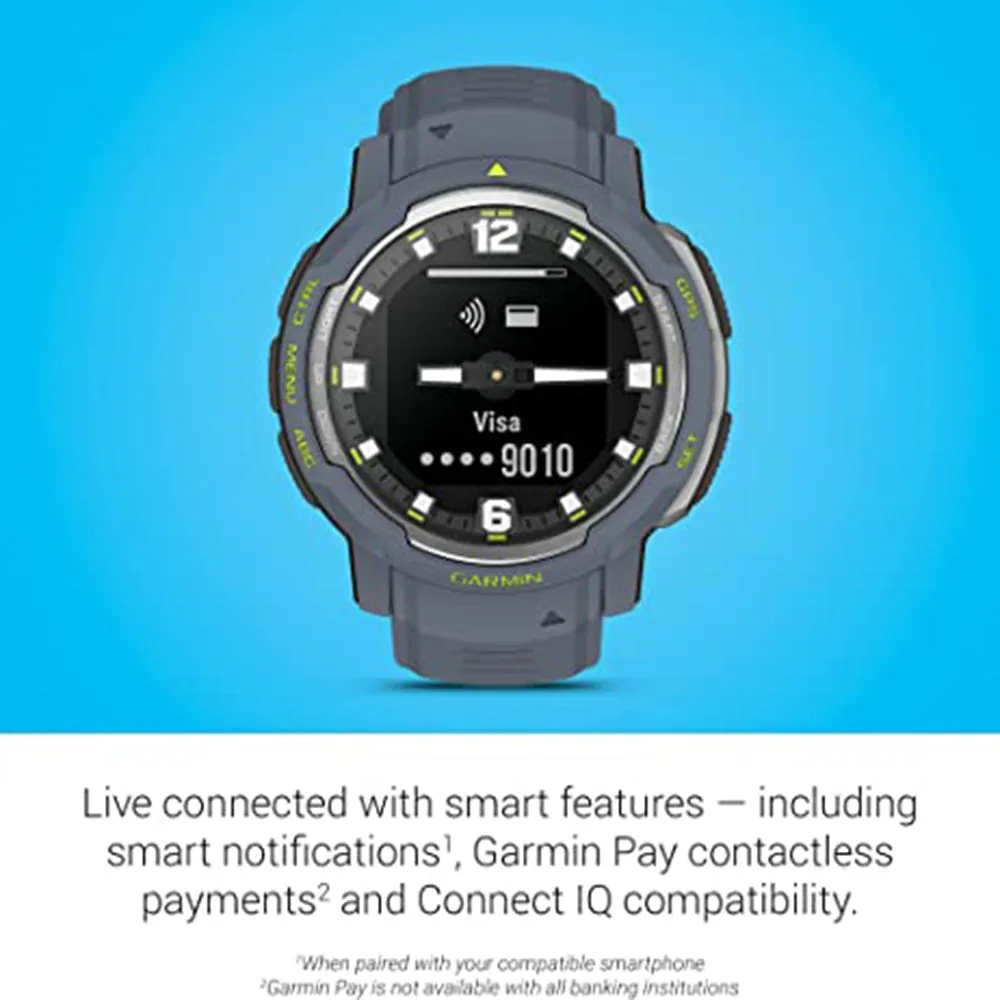 Garmin Instinct Crossover Blue Granite Silicone Analog Hands and Digital Display Rugged Hybrid Smartwatch - 010-02730-14