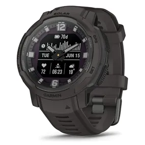 Garmin Instinct Crossover Graphite Silicone Band Solar Charging Capabilities Analog Hands and Digital Display Rugged Hybrid Smartwatch - 010-02730-11