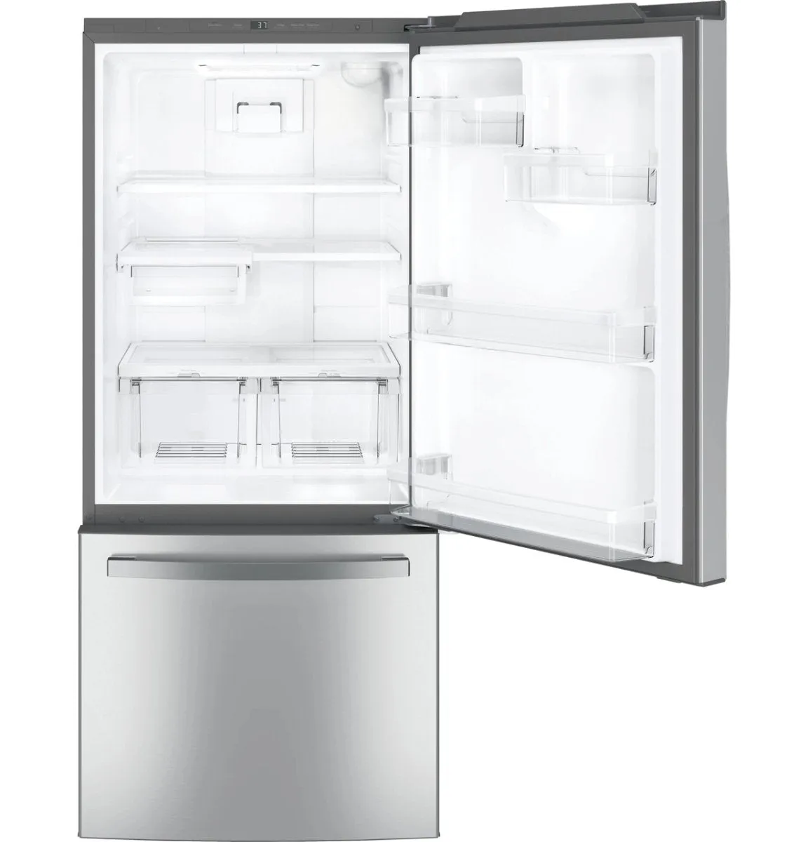 GDE21EYKFS - REFRIGERATORS - GE - Bottom Freezer - Stainless Steel - Open Box
