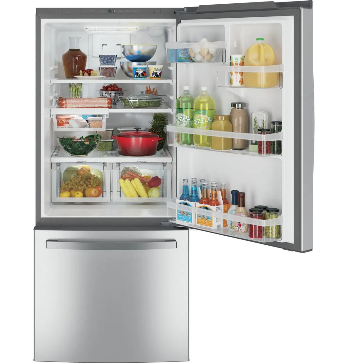 GDE21EYKFS - REFRIGERATORS - GE - Bottom Freezer - Stainless Steel - Open Box