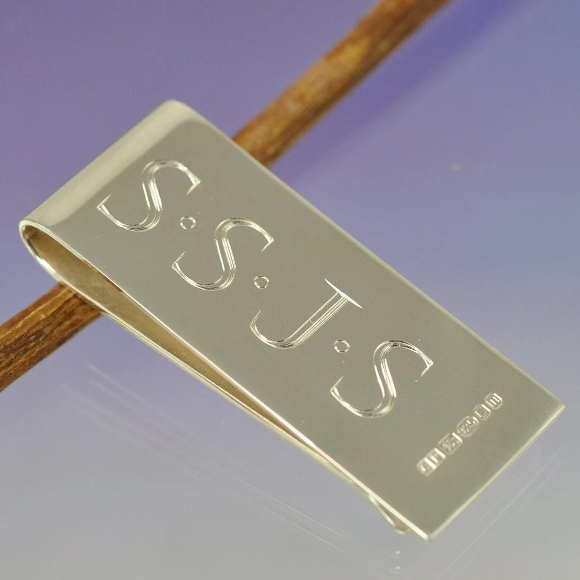 Hand Engraved Initial Money Clip