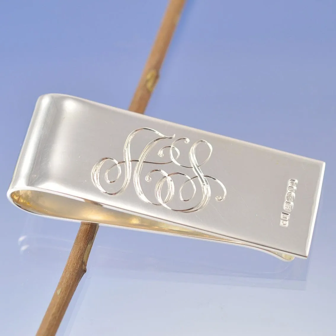 Hand Engraved Initial Money Clip