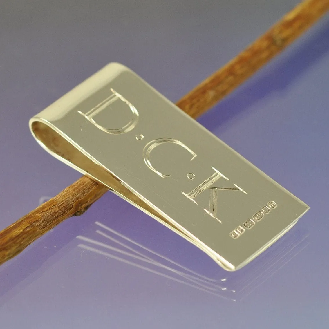 Hand Engraved Initial Money Clip
