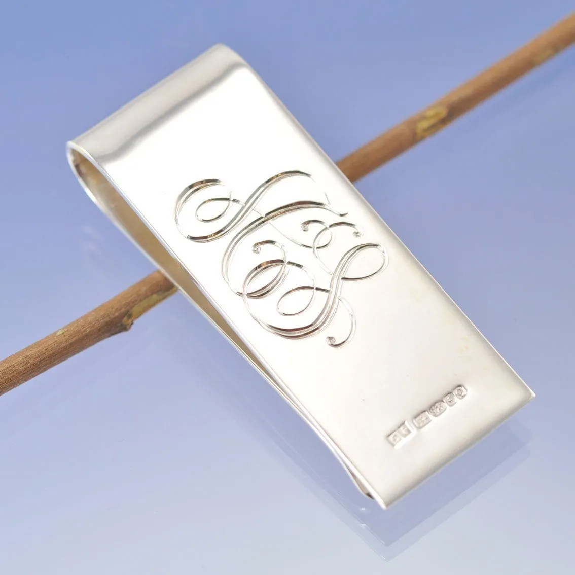Hand Engraved Initial Money Clip