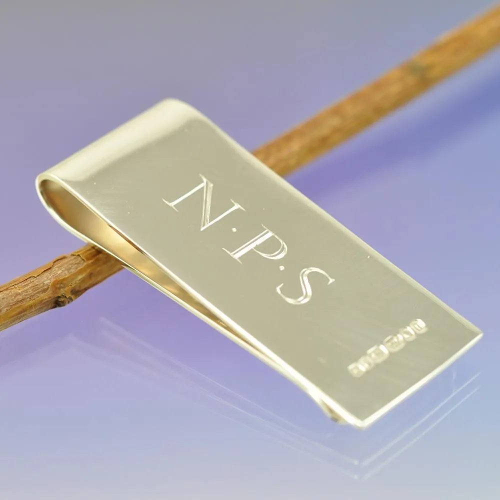 Hand Engraved Initial Money Clip