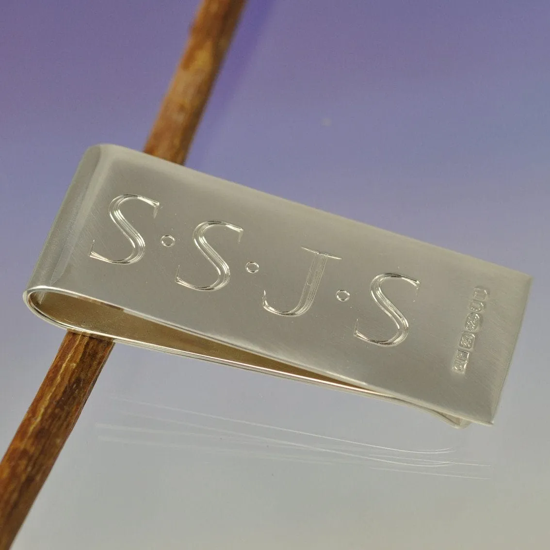 Hand Engraved Initial Money Clip