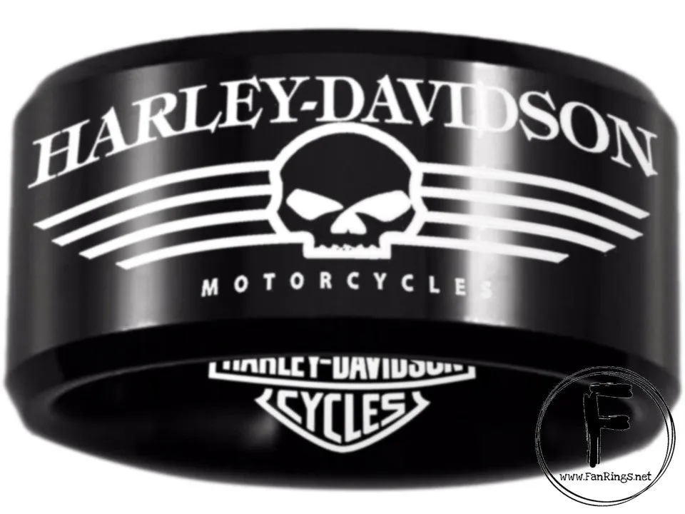 Harley Davidson Ring Men's Ring 12mm Black Wedding Ring #harleydavidson
