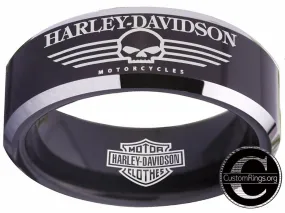 Harley Davidson Ring Men's Ring 8mm Black Tungsten Wedding Ring #harleydavidson