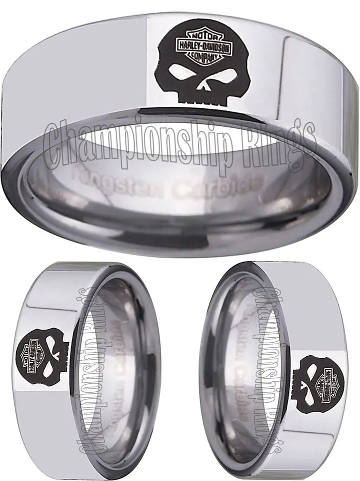 Harley Davidson Ring Men's Ring 8mm Silver Tungsten Wedding Ring #harleydavidson