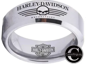 Harley Davidson Ring Men's Ring 8mm Silver Tungsten Wedding Ring #harleydavidson