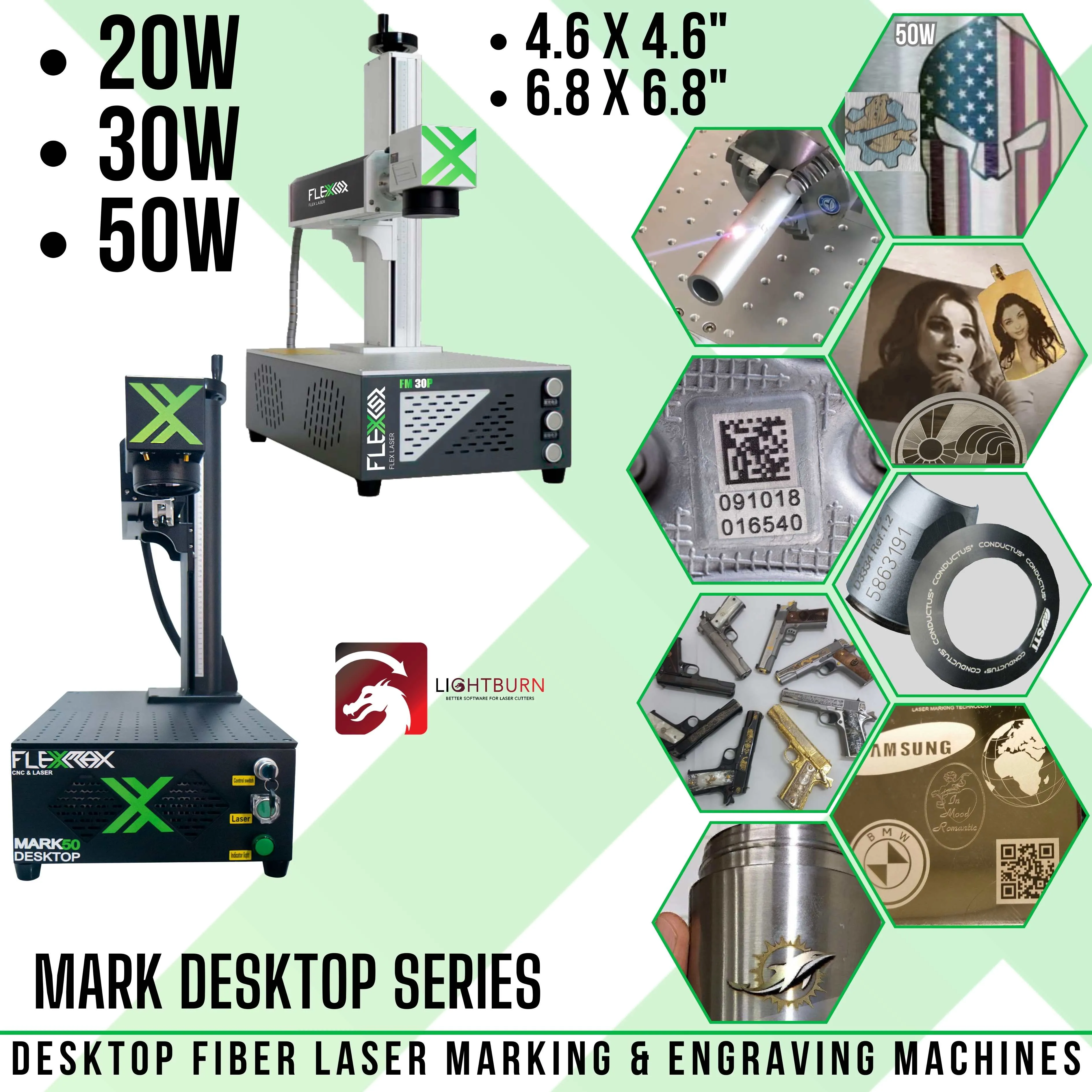 Industrial Grade 20W, 30W, or 50W desktop fiber marker and engraver MARK DESKTOP Series FlexMax Laser Marking and Engraving machine