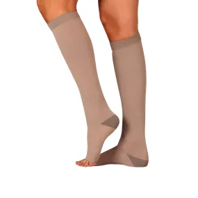 Juzo Soft Silver Compression Stockings, 20-30 mmHg, Microdot Silicone Band, Knee High, Open Toe