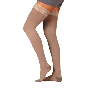Juzo Soft Silver Compression Stockings, 20-30 mmHg, Microdot Silicone Band, Thigh High, Closed Toe