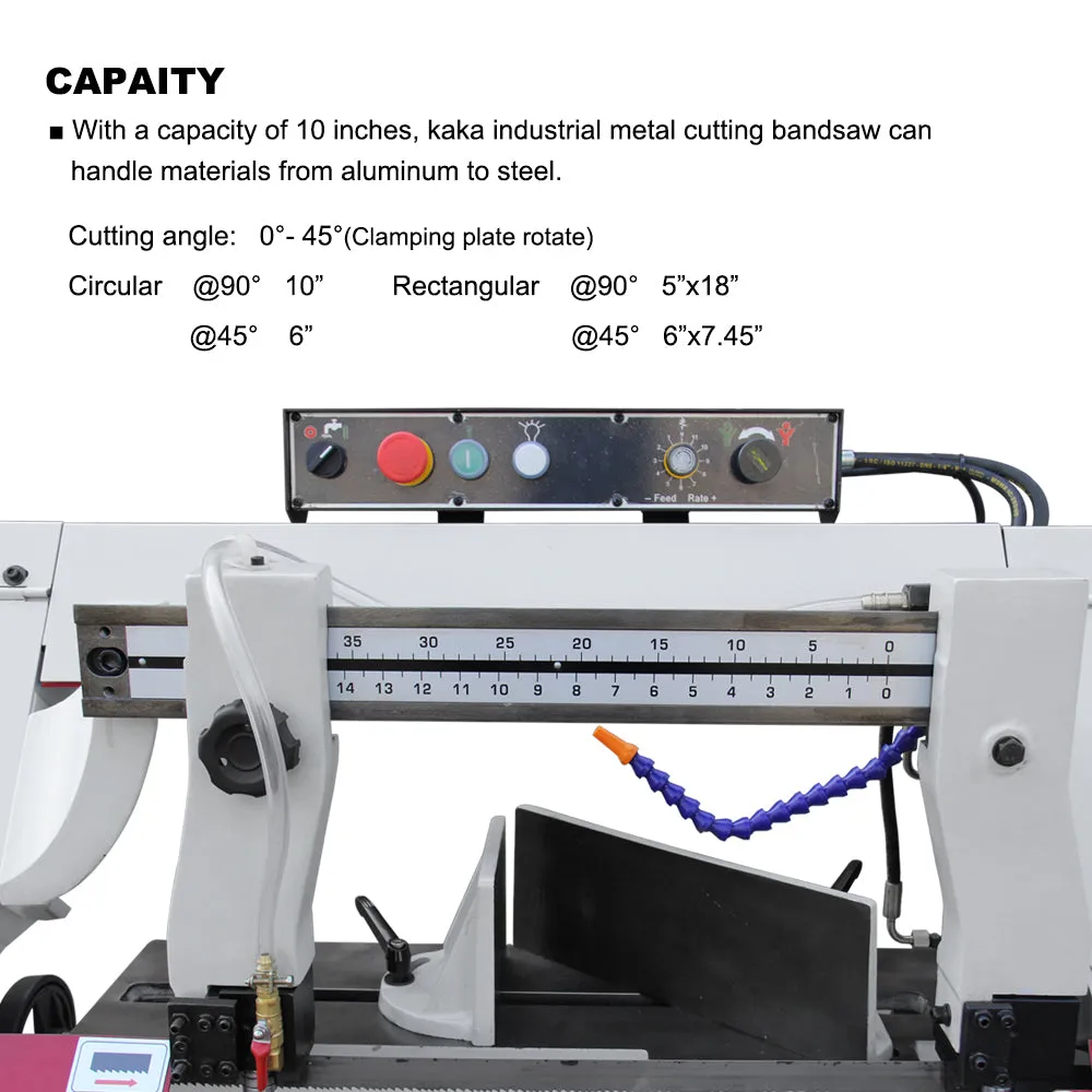 KAKA Industrial BS-1018B, 10" horizontal bandsaw 220V-60HZ-1PH Metal Cutting Band Saw, Solid Design Metal Bandsaw, Horizontal Bandsaw, High Precision Metal Band Saw, Space Saver Band Saw