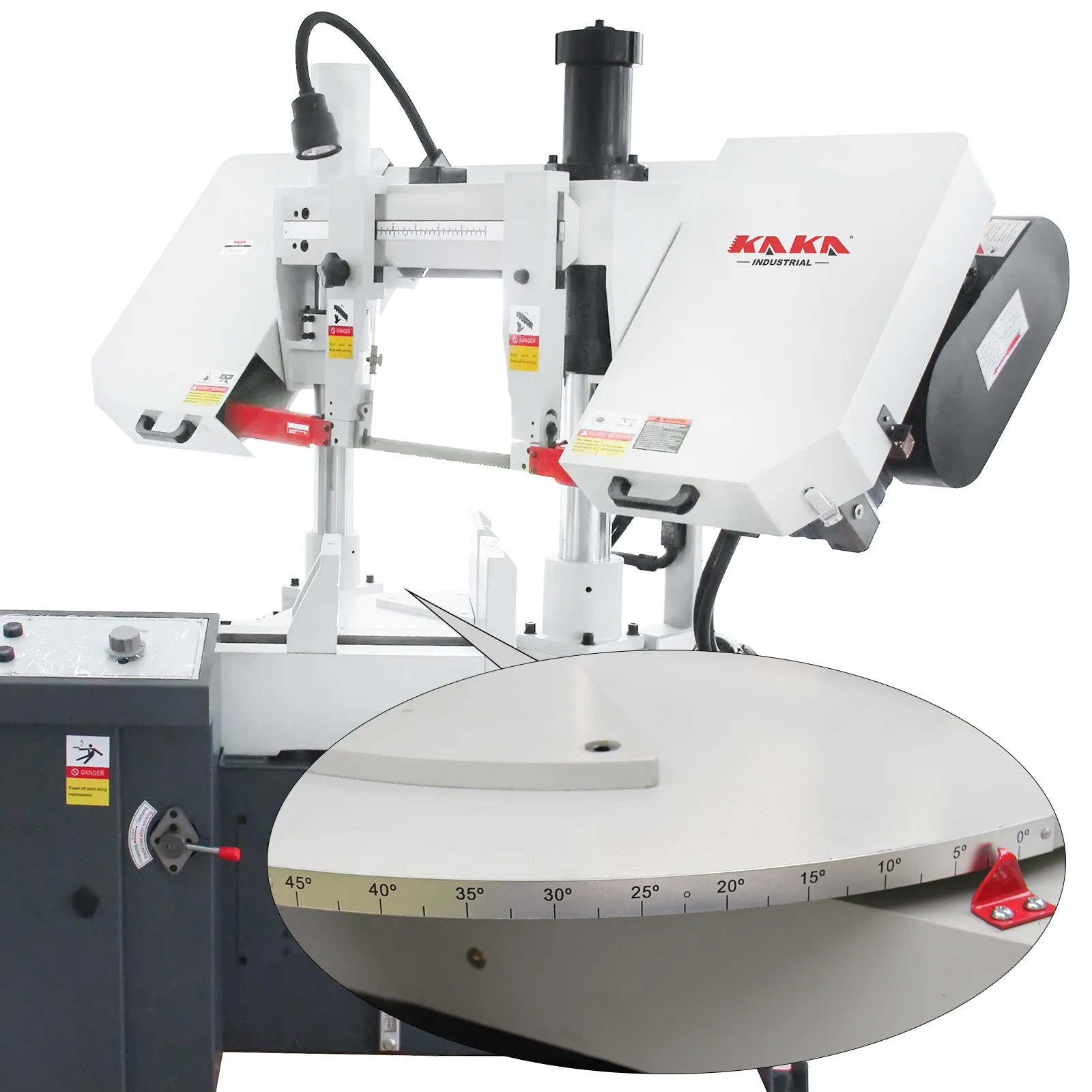 KAKA Industrial TBK-11A Double Column Swivel Head Band Saw, Hydraulic downfeed control with variable Cutting speed, Max cutting capacity 11 inch with 230V 3PH