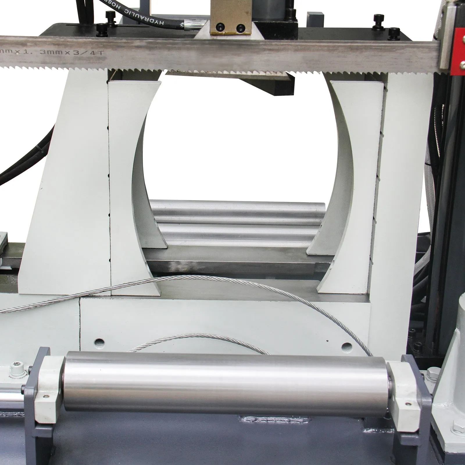Kaka Industrial TGK-16A Double column horizontal band saw, Max cutting capacity 15.7 inch, vertical lifting, high stability. Cutting speed adopts hydraulic control, 230V 60HZ 3PH