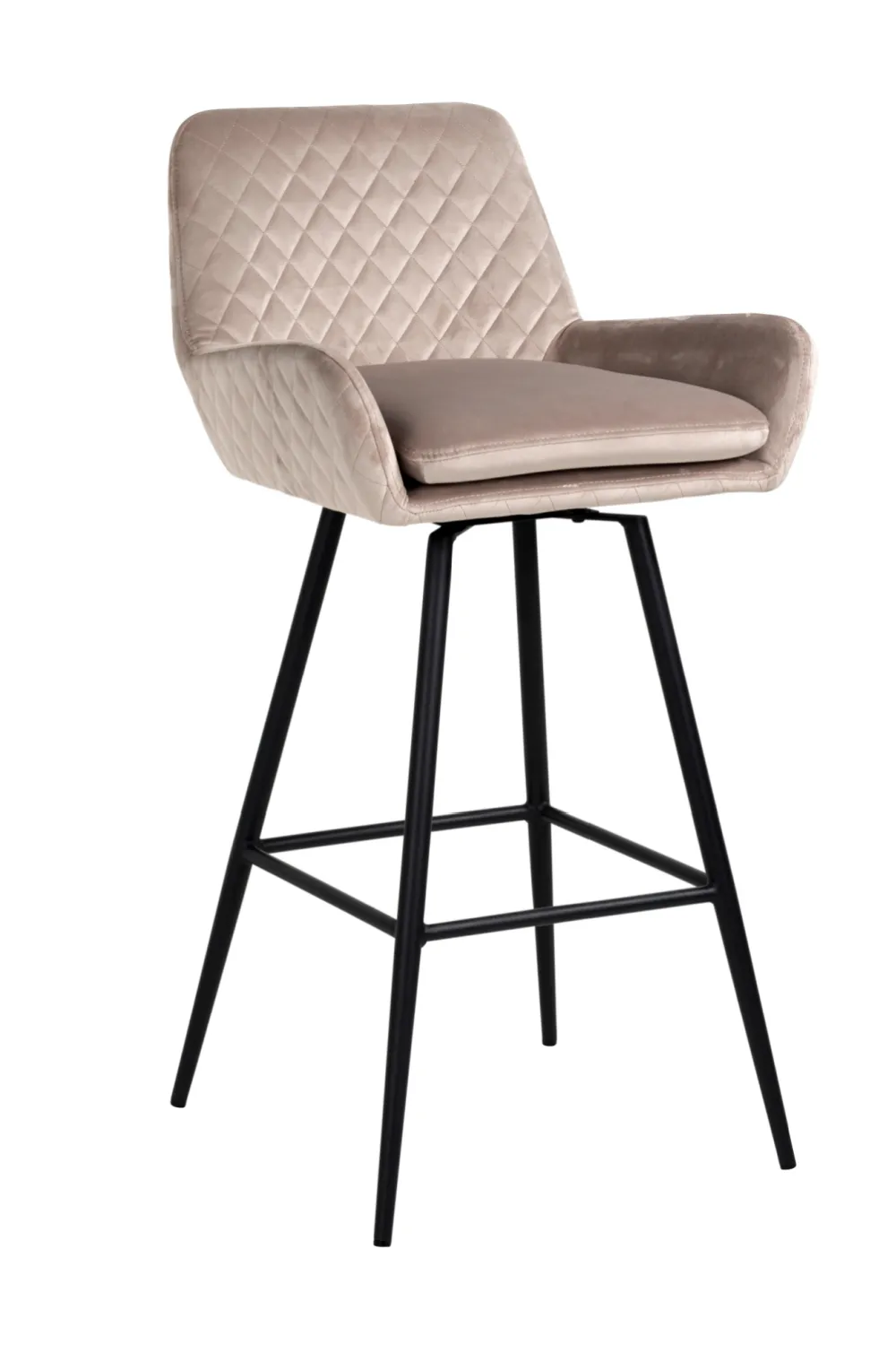 Khaki Velvet Rotatable Bar Stool | OROA Linsey