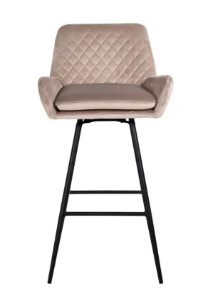 Khaki Velvet Rotatable Bar Stool | OROA Linsey