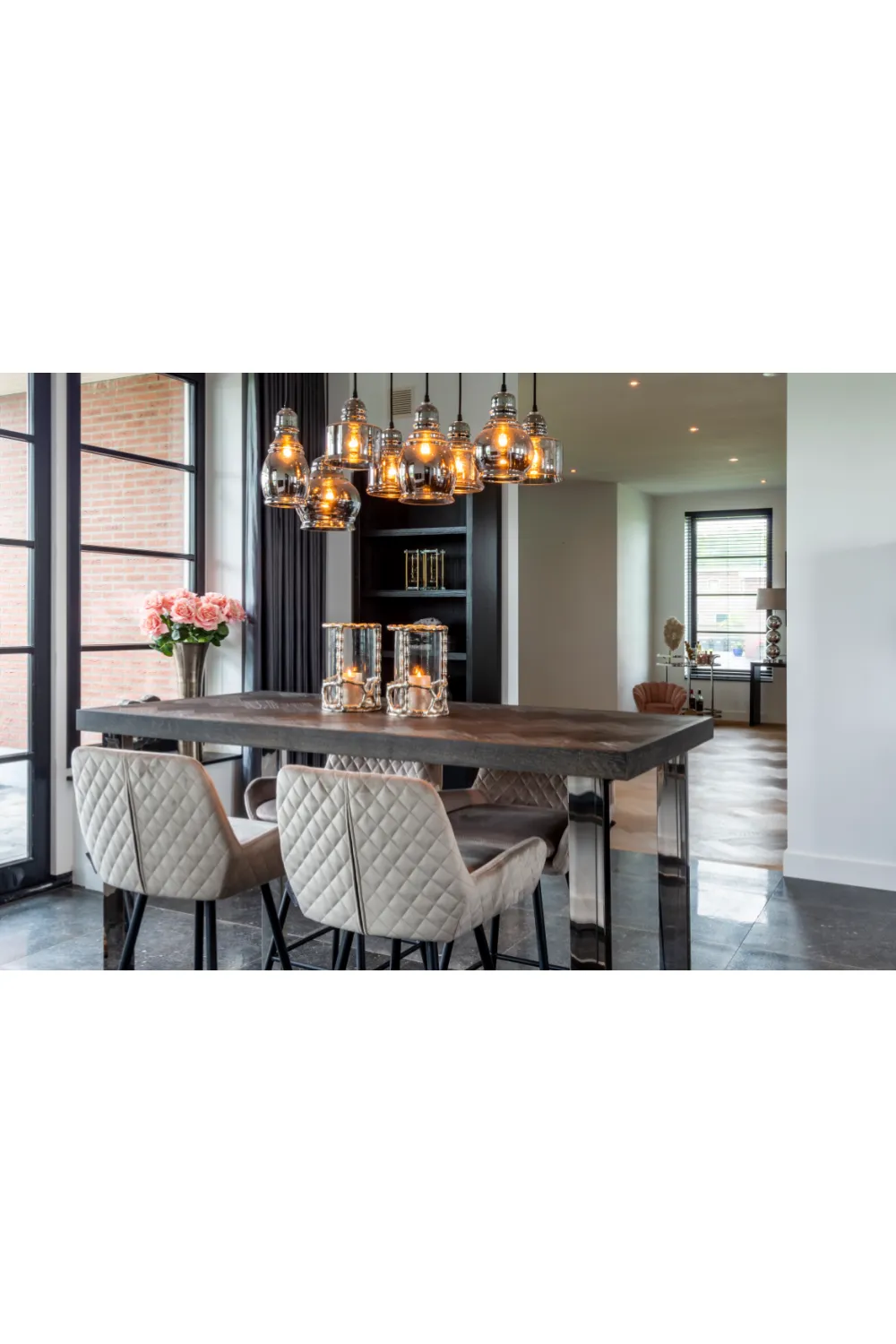 Khaki Velvet Rotatable Bar Stool | OROA Linsey