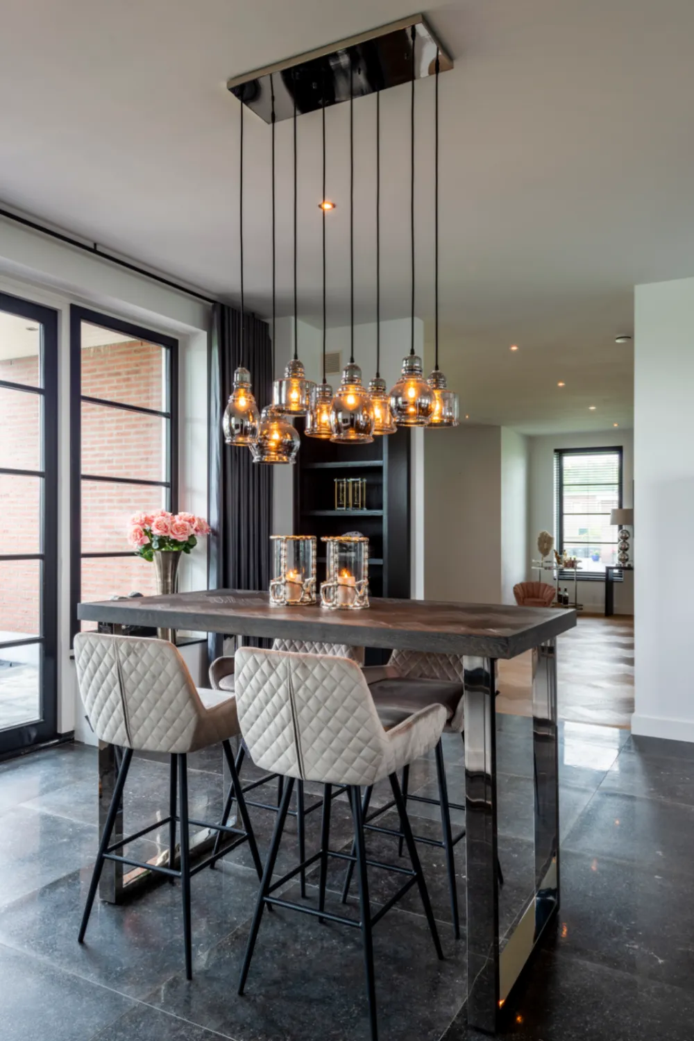 Khaki Velvet Rotatable Bar Stool | OROA Linsey