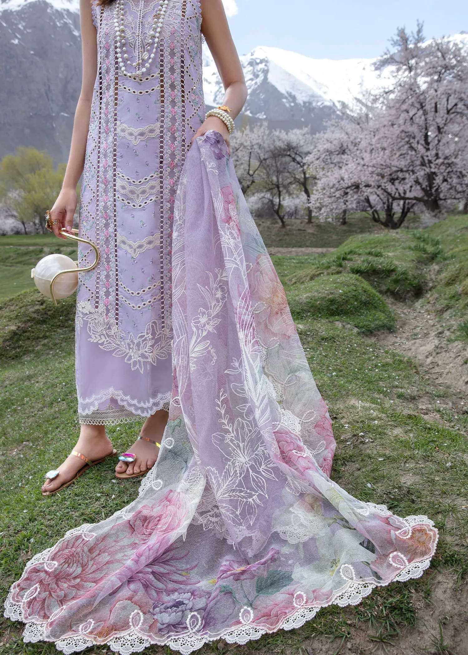 Lawn '24 - A Floral Mesh - Lavender