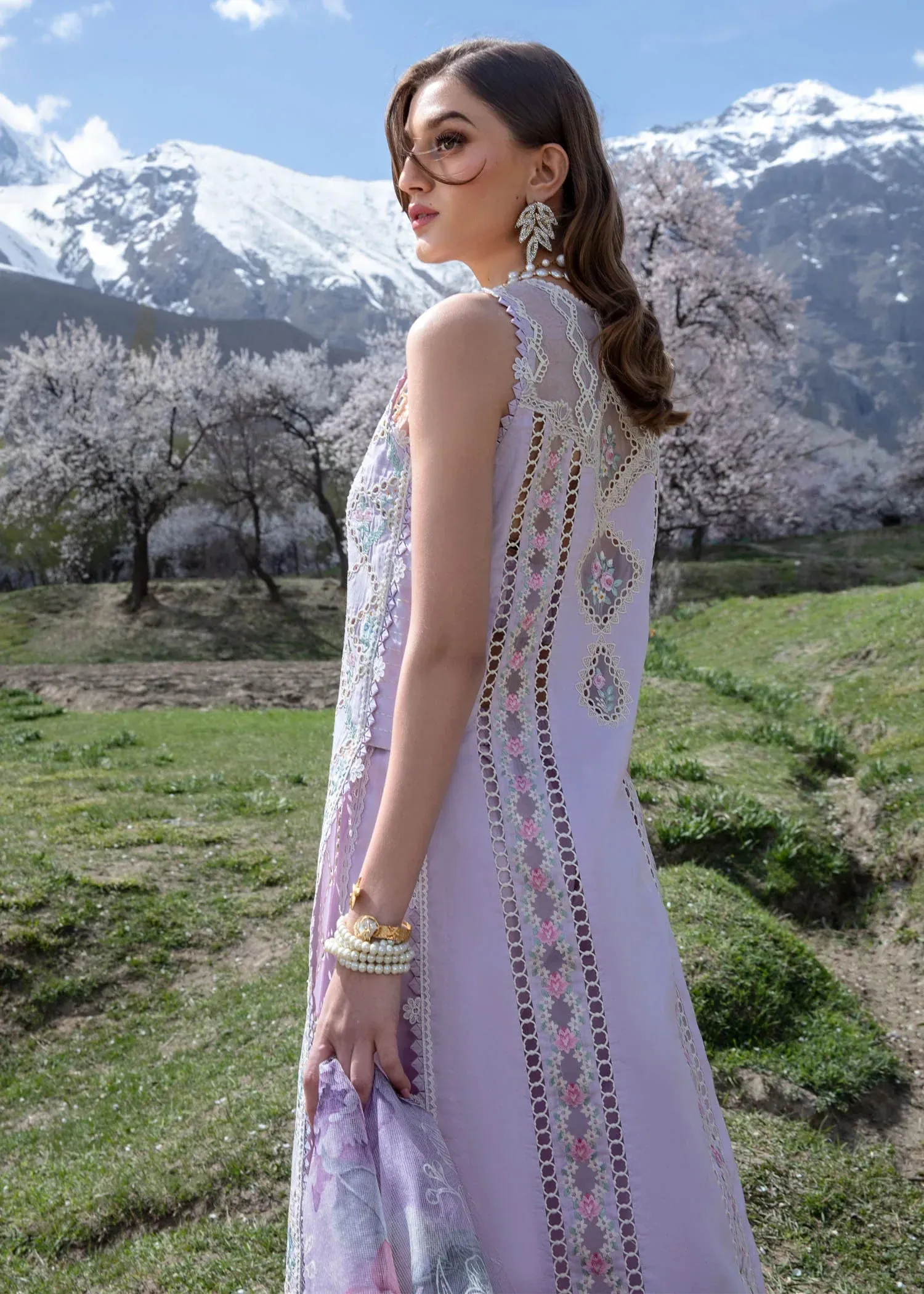 Lawn '24 - A Floral Mesh - Lavender