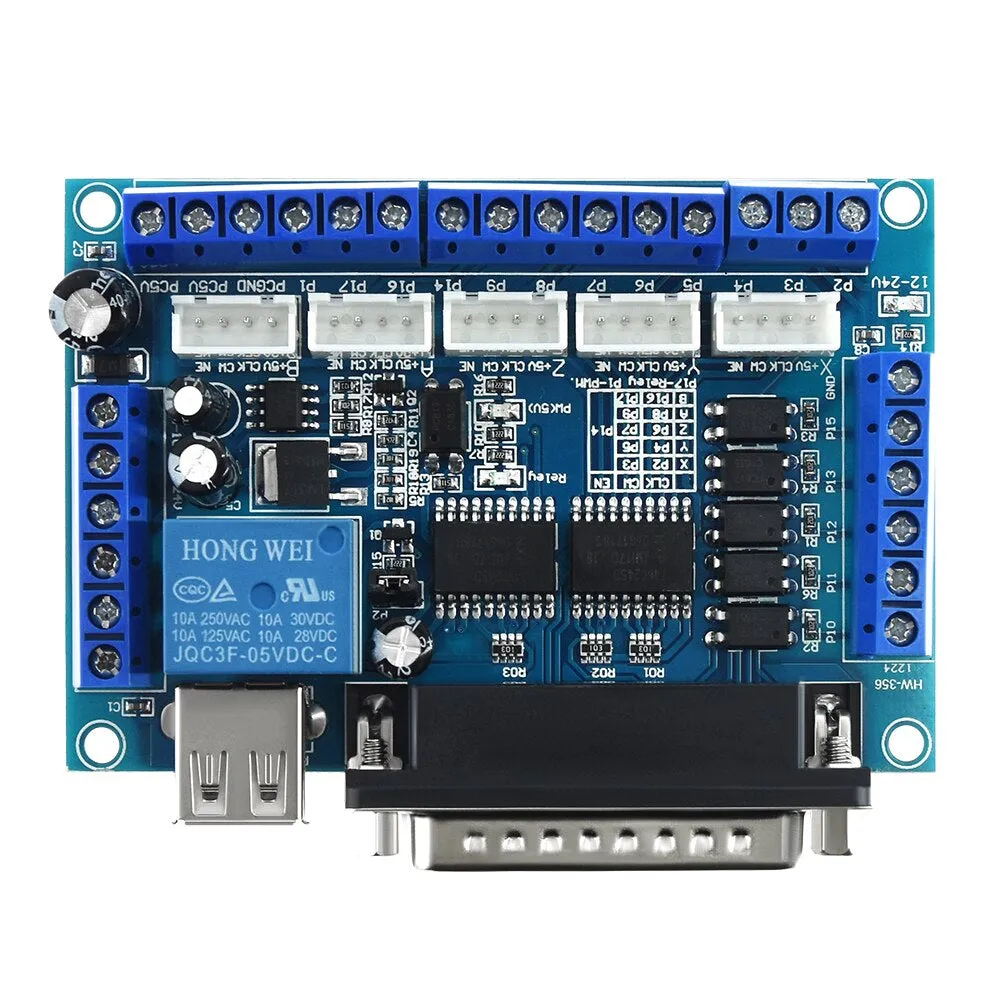 MACH3 Interface Board CNC 5 Axis with Optocoupler for Stepper Motor Driver with male to male USB Cable
