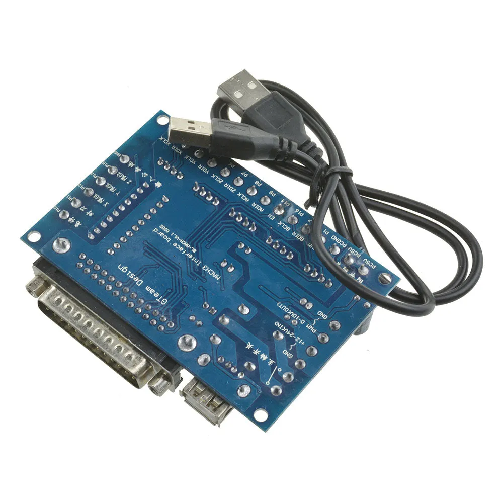 MACH3 Interface Board CNC 5 Axis with Optocoupler for Stepper Motor Driver with male to male USB Cable