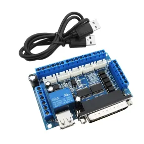 MACH3 Interface Board CNC 5 Axis with Optocoupler for Stepper Motor Driver with male to male USB Cable