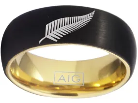 New Zealand All Blacks Ring Black & Gold Ring Tungsten Rugby #allblacks