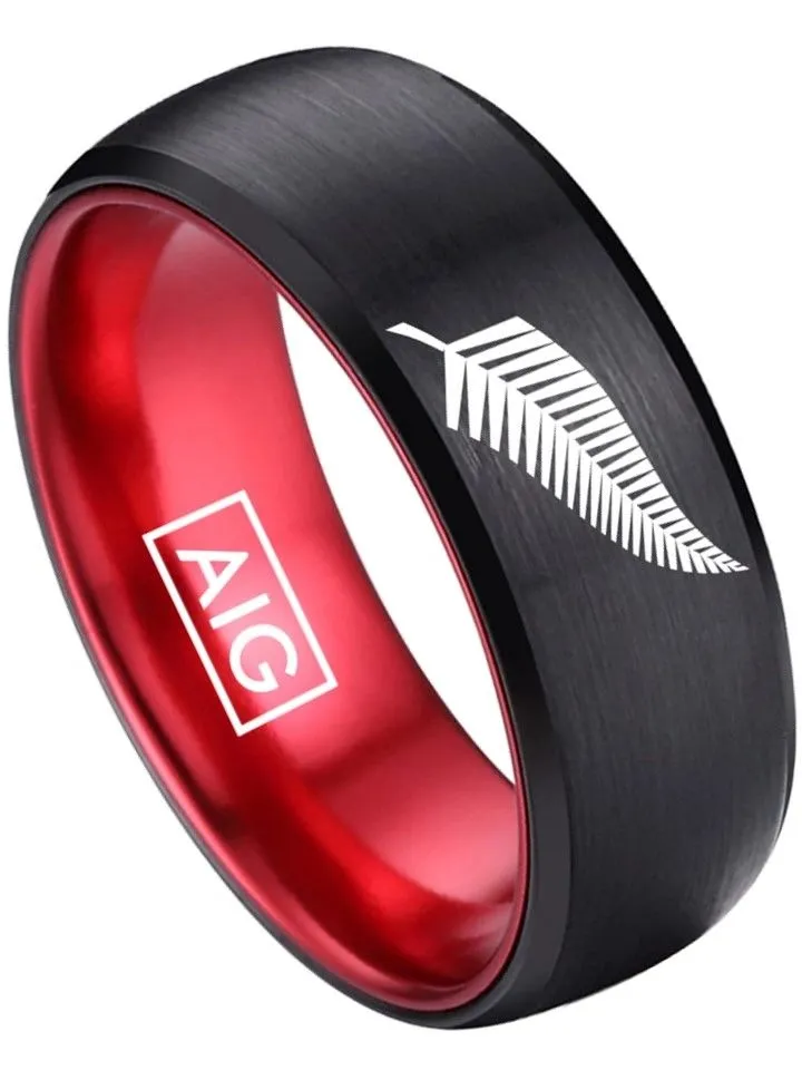 New Zealand All Blacks Ring Black & Red Ring Tungsten Rugby #allblacks