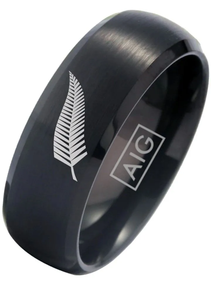 New Zealand All Blacks Ring Matte Black Ring Tungsten Rugby #allblacks