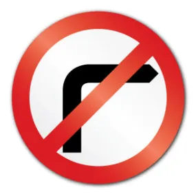 No right turn 600mmx600mm (Self Adhesive)