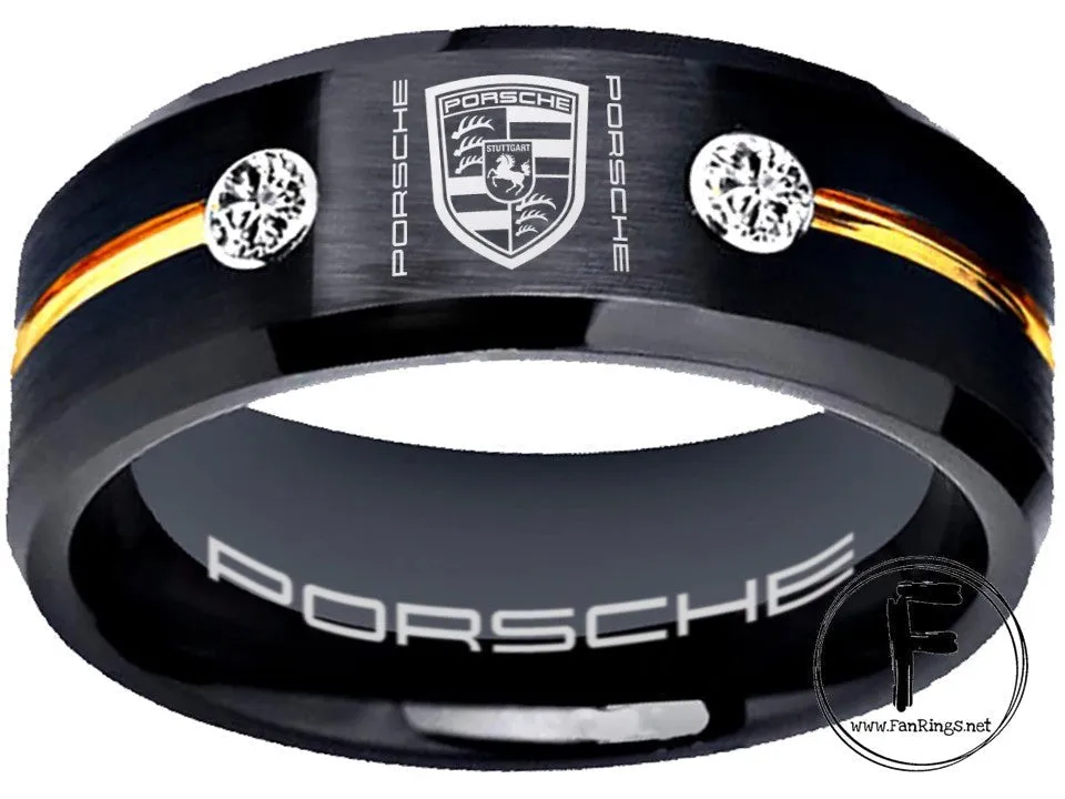 Porsche Ring Porsche 911 Ring 8mm Tungsten Black and Red Wedding Ring Sizes 6 -13