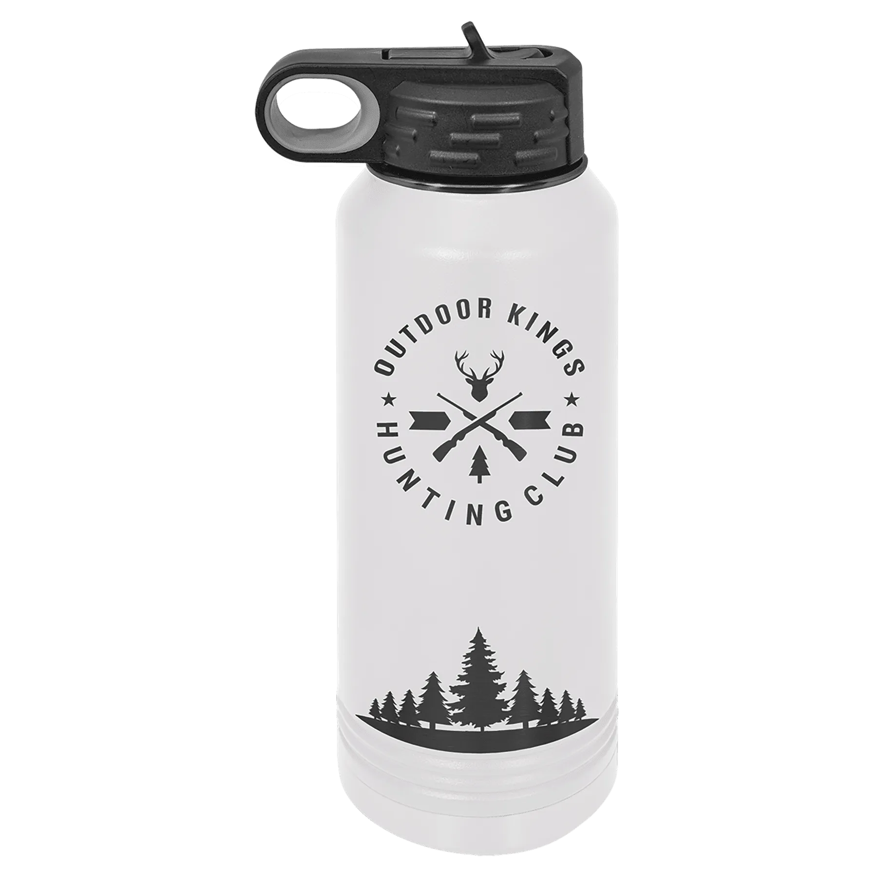 PREORDER ONLY - Black Ghost 32 oz Stainless Steel Powder Coated Blank Insulated Sport Water Bottle Polar Camel
