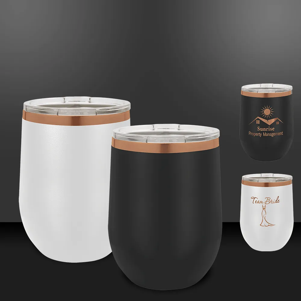 PRESALE ONLY - Copper Ion-Plated 12 oz Blank Stainless Steel Insulated Stemless Wine Tumbler with Lid