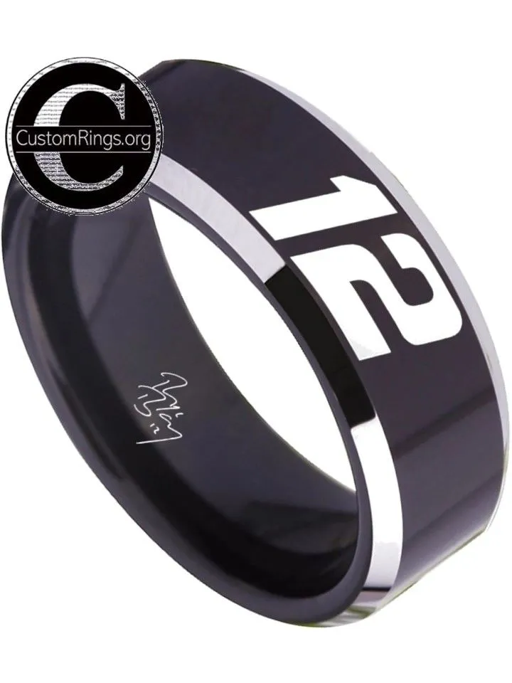 Ryan Blaney Ring #12 NASCAR Black Silver Autograph Ring #ryanblaney #12