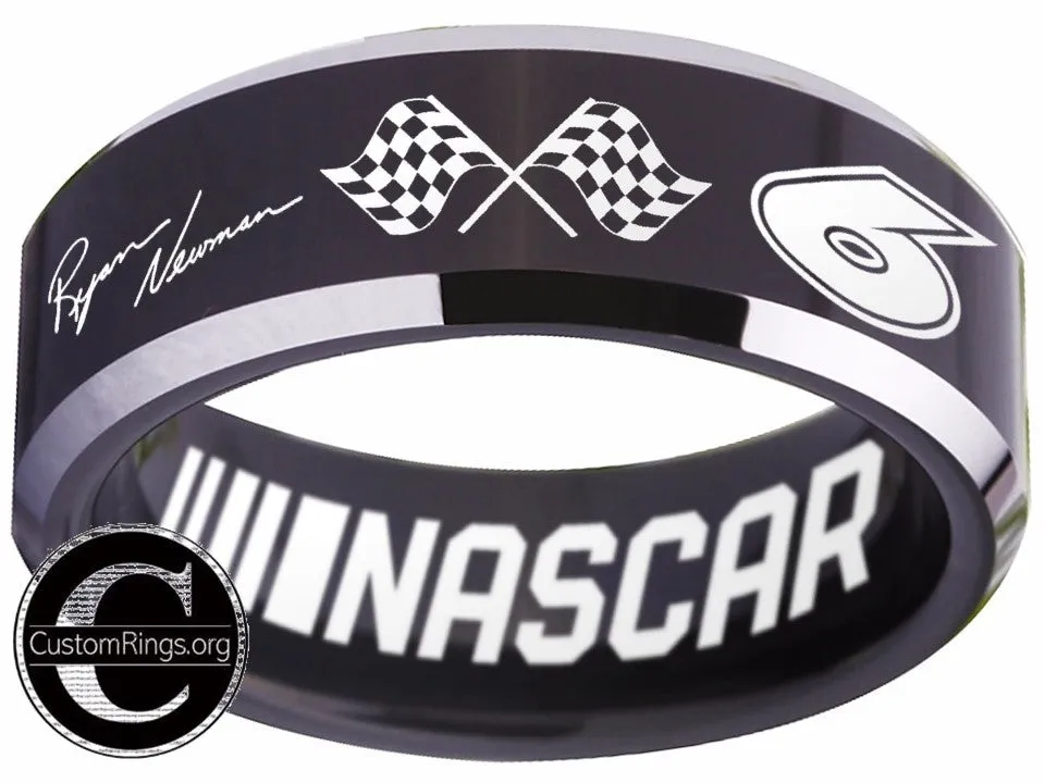 Ryan Newman Ring Wedding Ring Black Silver Tungsten Ring #nascar #newman