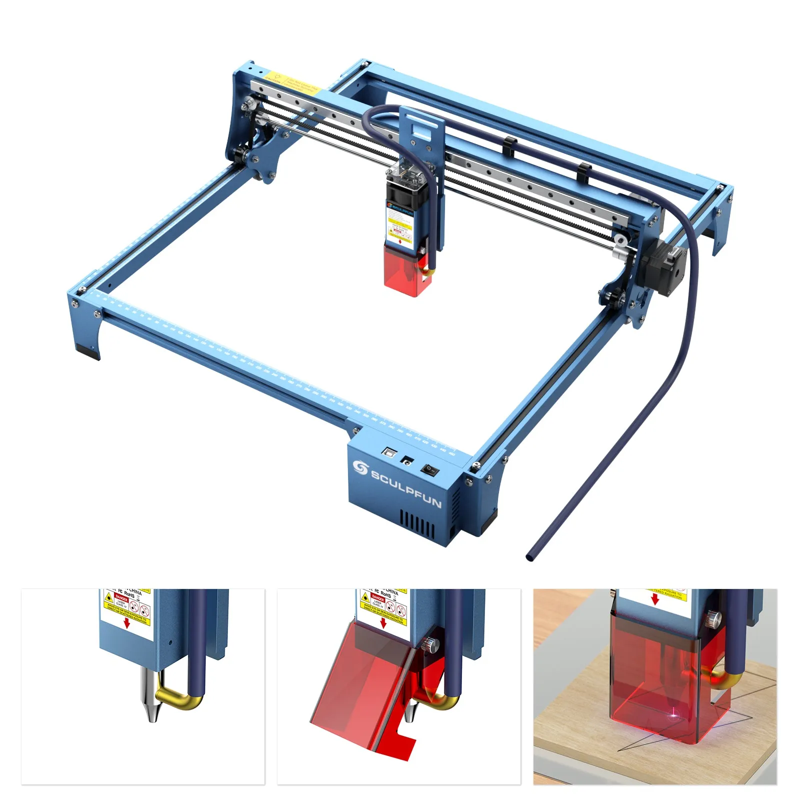 SCULPFUN S10 10W Laser Engraver   Air Pump   40x40cm Honeycomb Panel