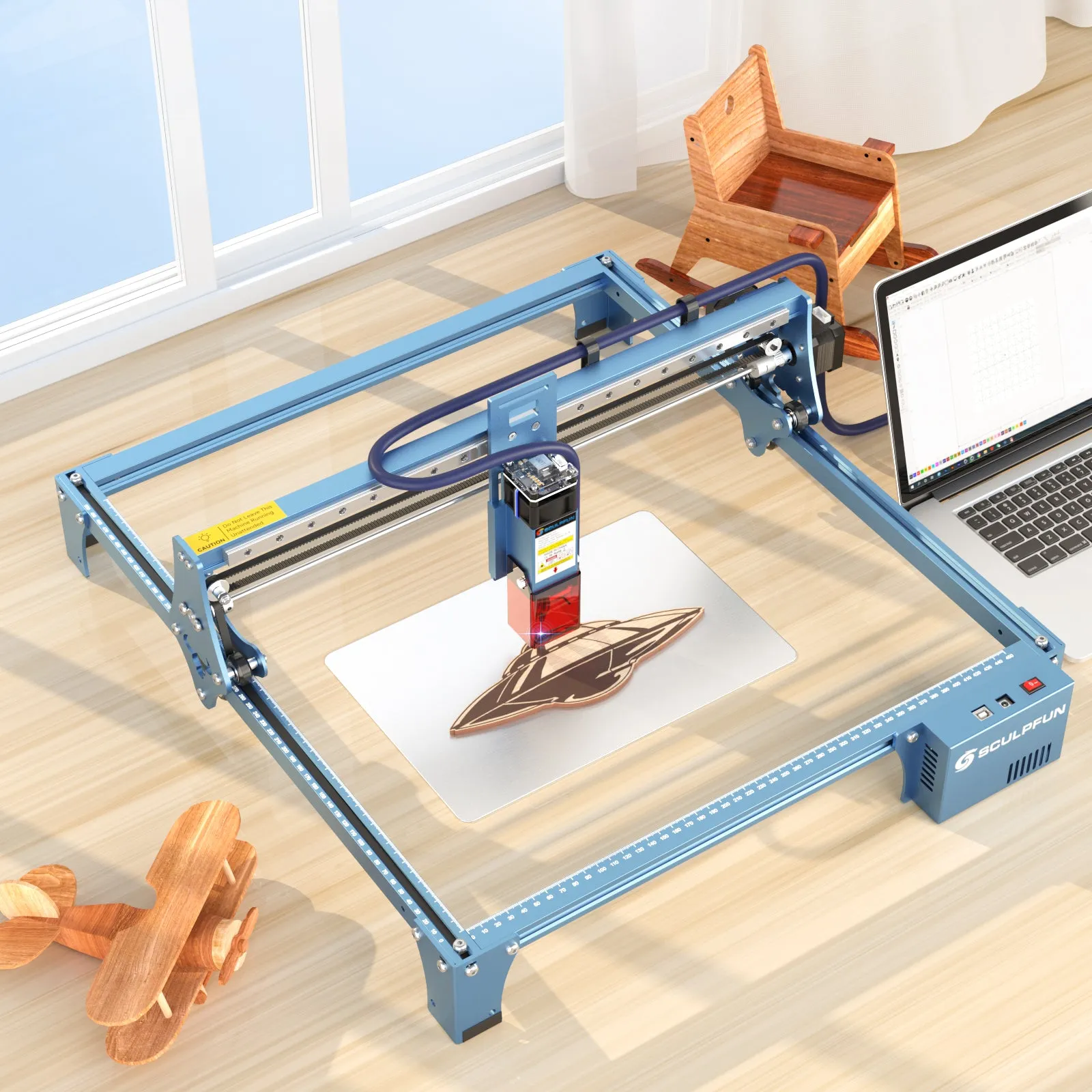 SCULPFUN S10 10W Laser Engraver   Air Pump   40x40cm Honeycomb Panel