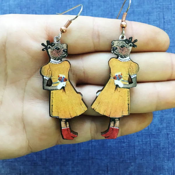 Show Your Otter Love with Style: Eco-Friendly Otter Girl Earrings (Handmade in the USA)