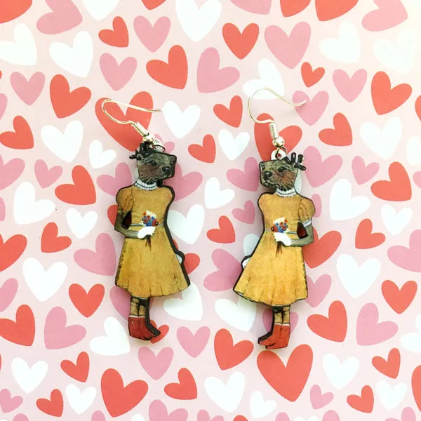Show Your Otter Love with Style: Eco-Friendly Otter Girl Earrings (Handmade in the USA)