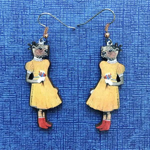 Show Your Otter Love with Style: Eco-Friendly Otter Girl Earrings (Handmade in the USA)
