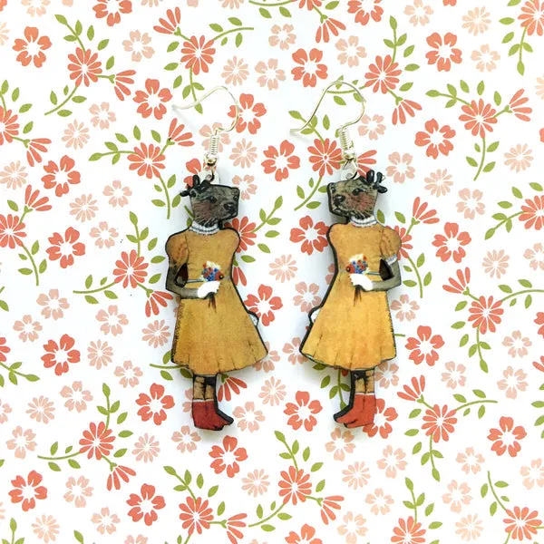Show Your Otter Love with Style: Eco-Friendly Otter Girl Earrings (Handmade in the USA)