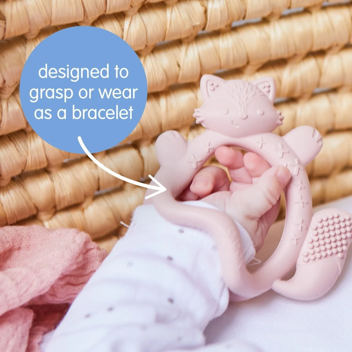 Silicone Wrist Teether Fox Sage Green
