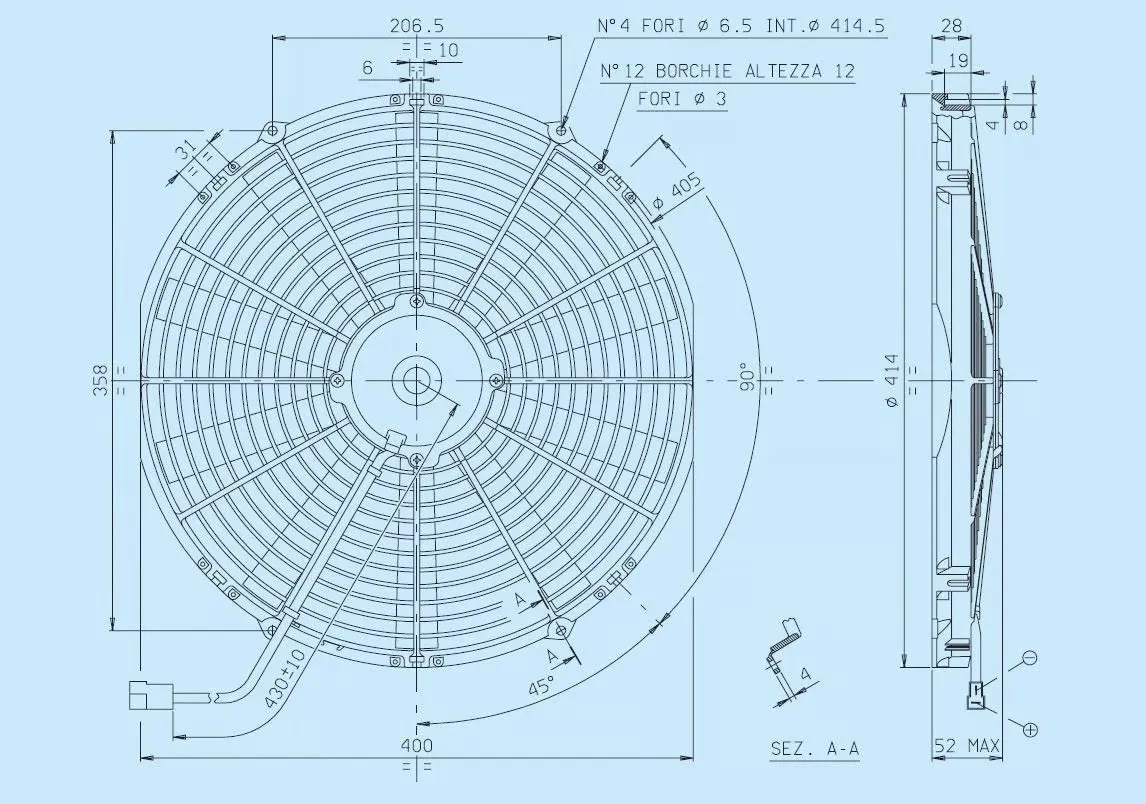 SPAL 16.00" Inch Electric Fan Puller Style Low Profile 1298 CFM 10 Straight Style Blades - 30100400