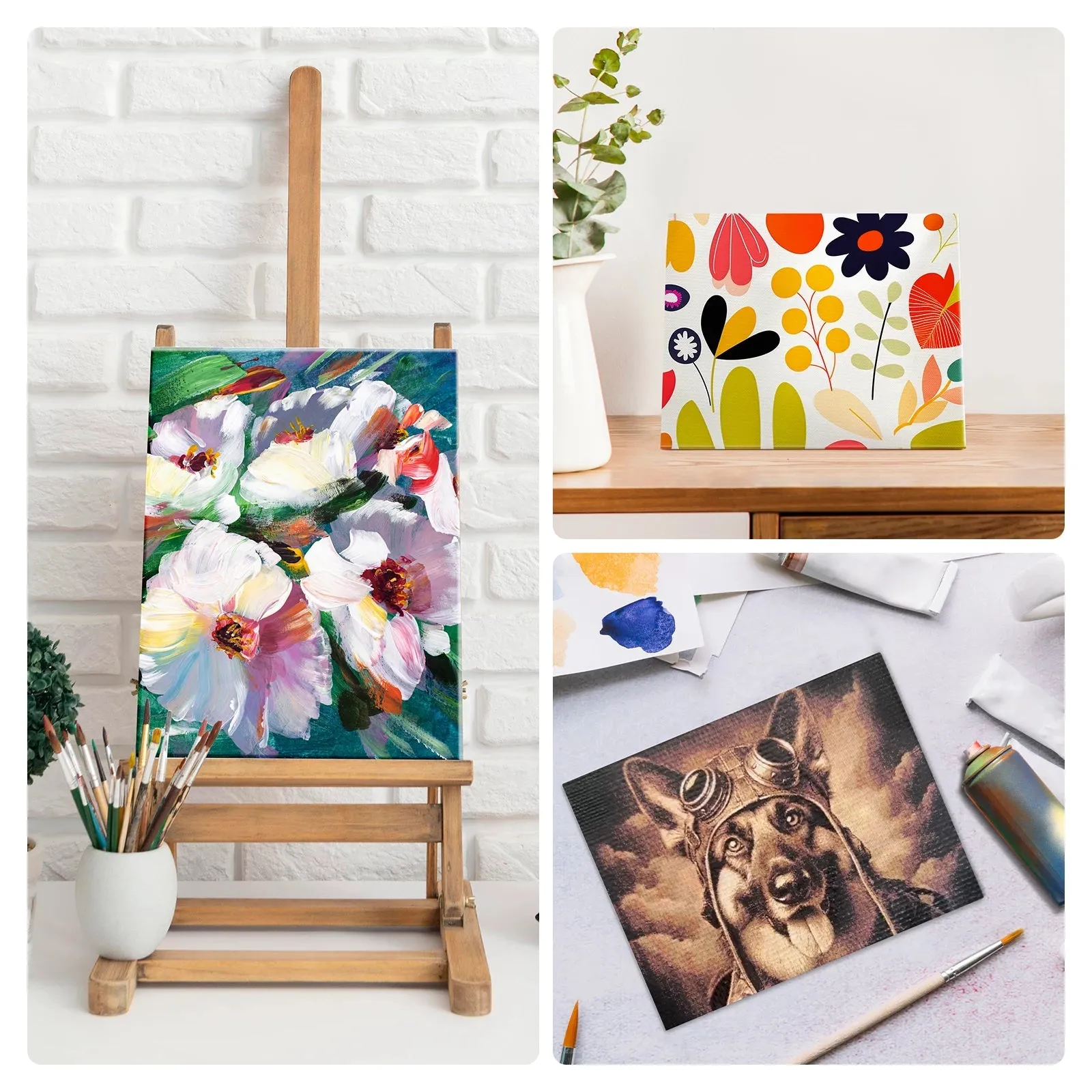 Stretched White Blank Canvas (5pcs) 8" x 10"