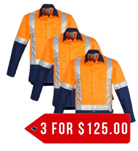 Syzmik ZW124 Mens Hi Vis Spliced Industrial Shirt - Shoulder Taped - 3 Pack
