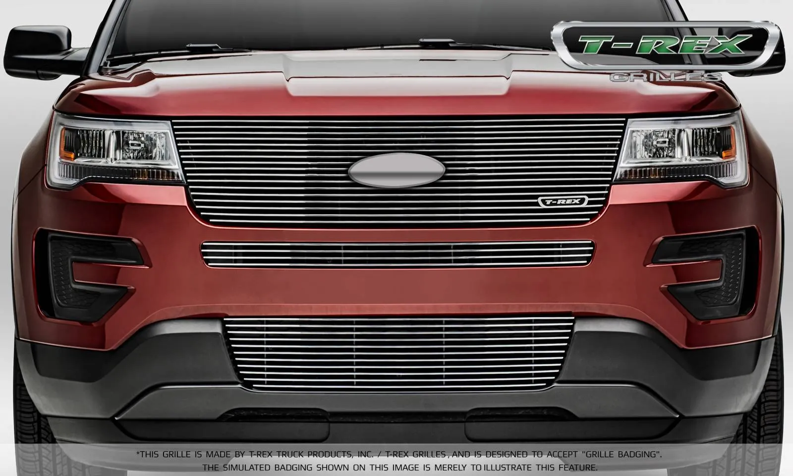 T-REX Laser Billet Series, Grilles w/ factory Logo - Polished - 2016-2018 Explorer
