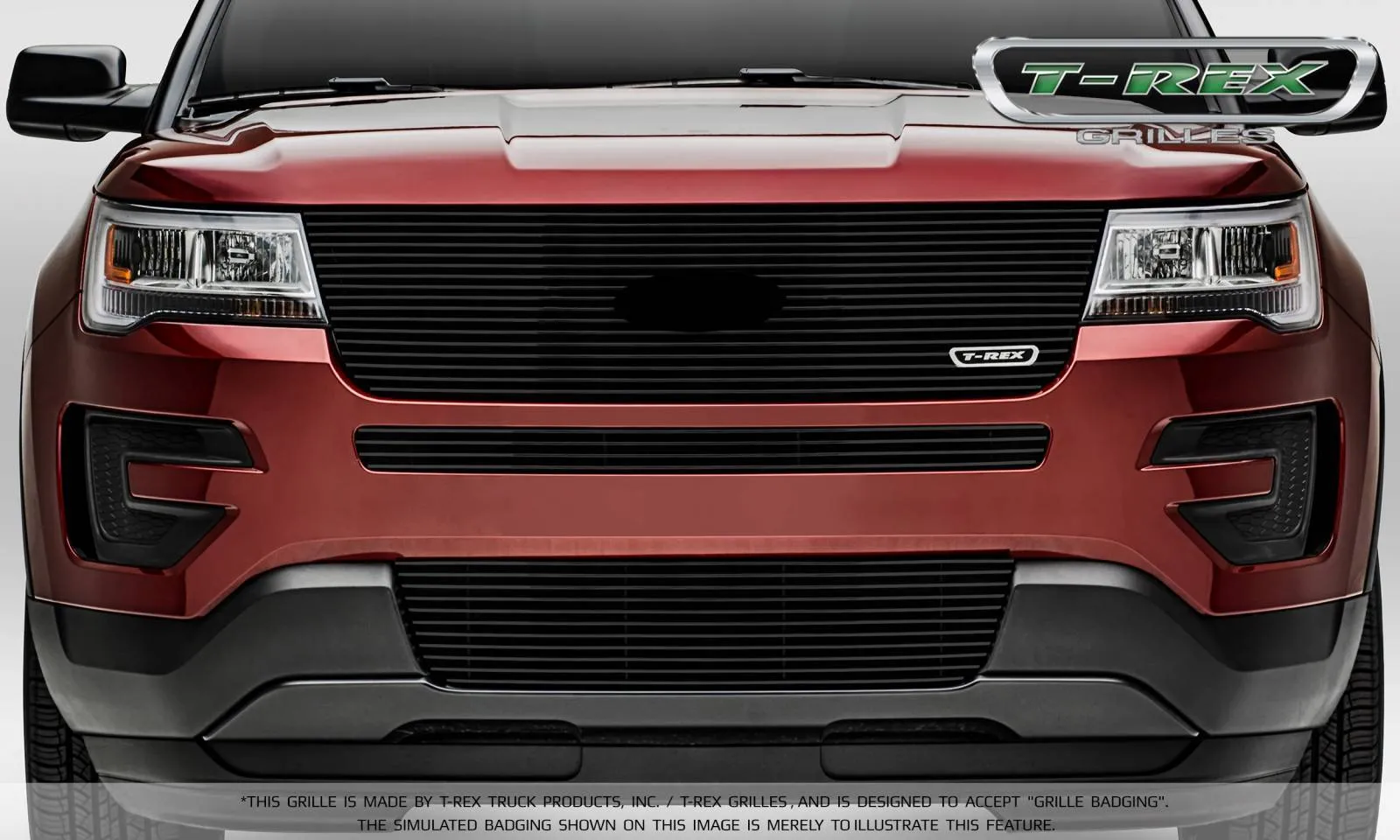 T-REX Laser Billet Series, Grilles w/ factory logo - Powdercoat - 2016-2018 Explorer